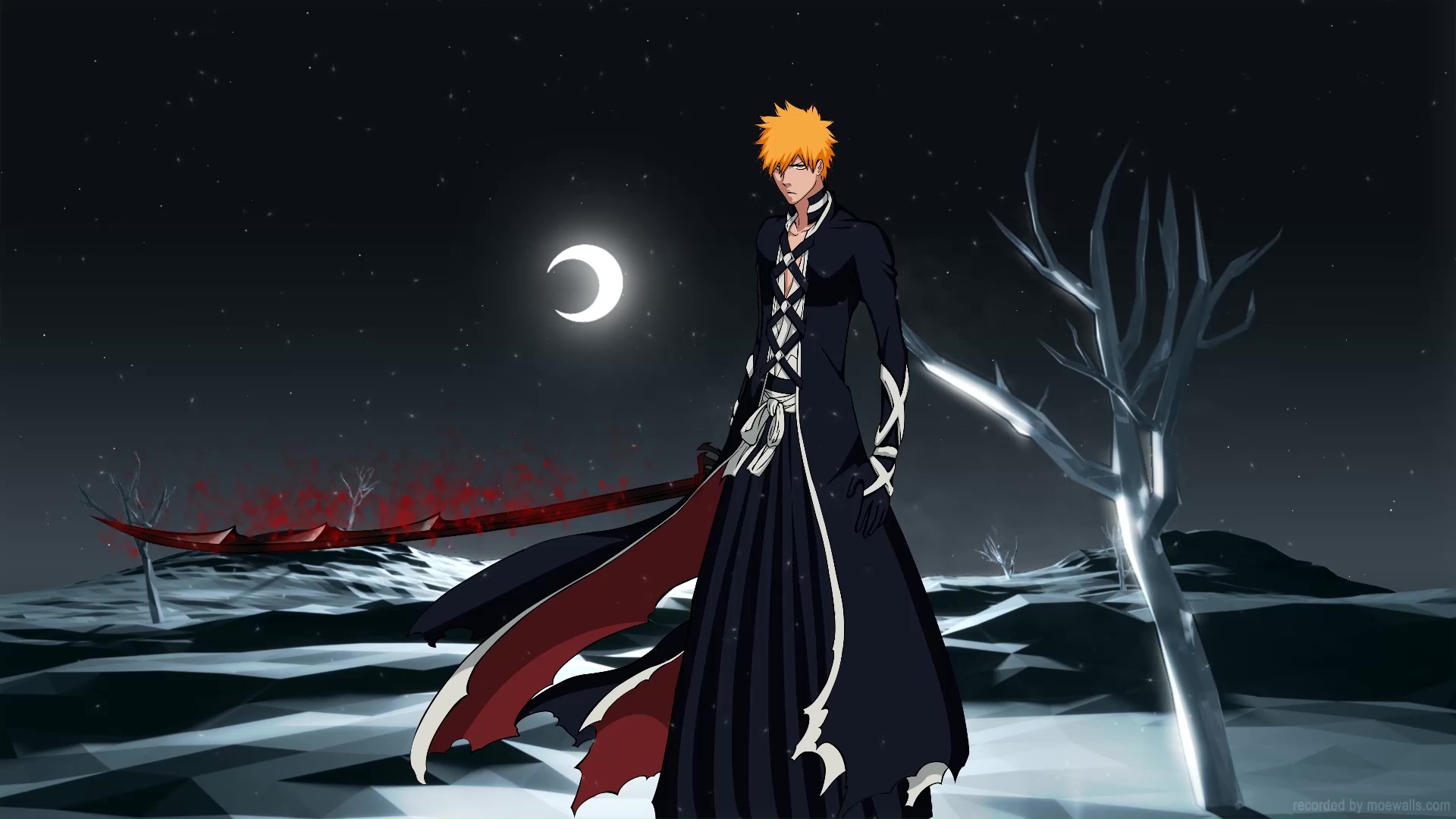 Ichigo Kurosaki Shinigami Under The Moonlight Live Wallpaper